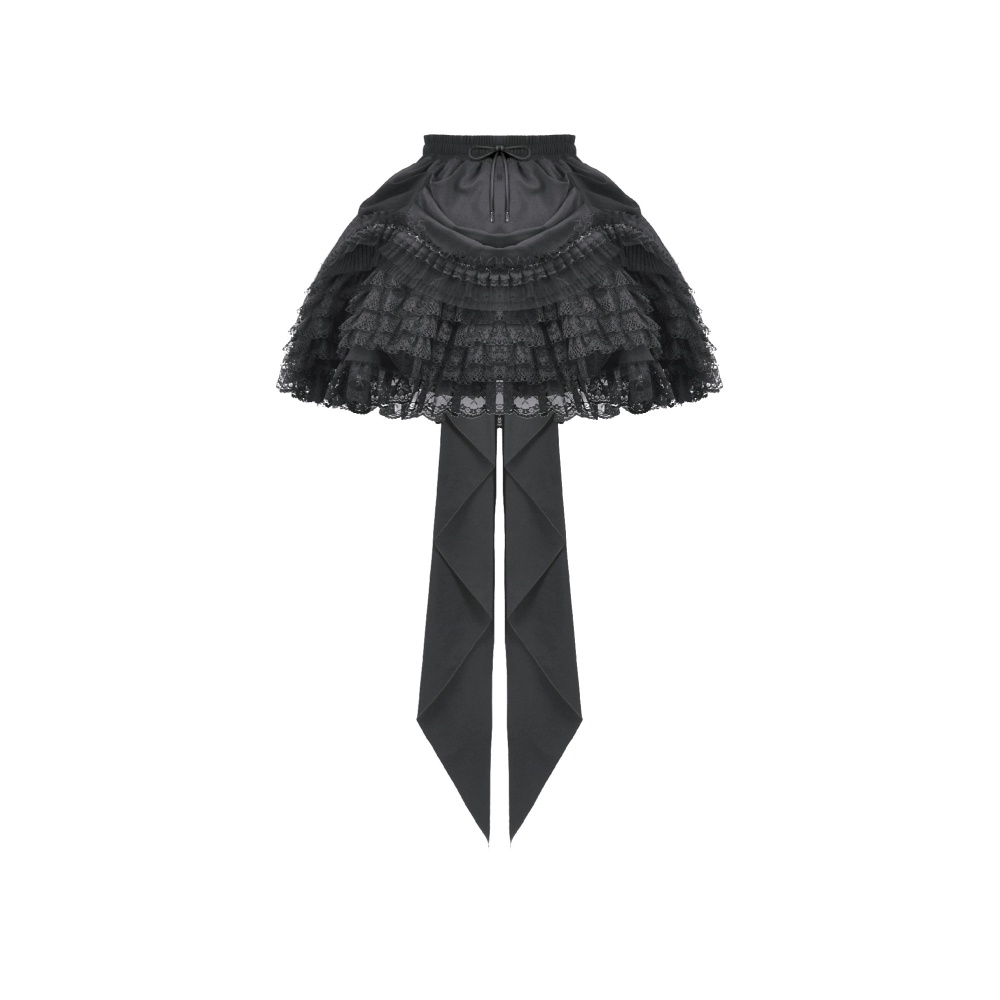 Dark in Love - Gothic Lace Bustle Tail Korte rok - Zwart